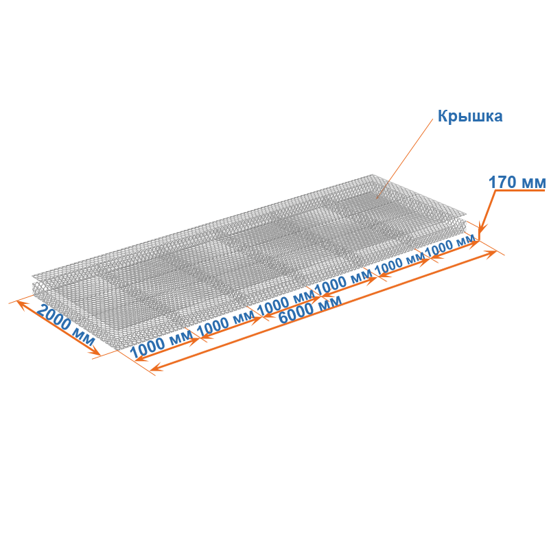 Габион матрац ГСИ-М 6х2х0,17 оцинкованный / ЦП, Ø проволоки 2,4/3,4 мм, размер ячейки 6х8 см фото