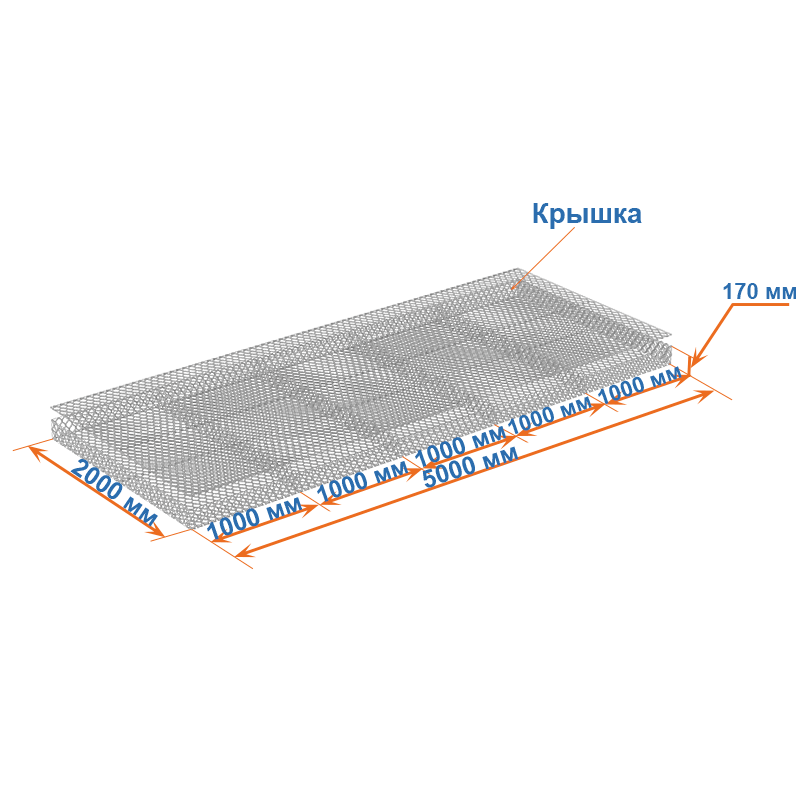 Габион матрац ГСИ-М 5х2х0,17 оцинкованный, Ø проволоки 3,0 мм, размер ячейки 8х10 см фото